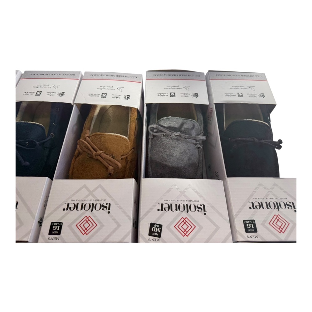 Isotoner Men's Memory Foam Indoor/outdoor waterproof Moccasin Slippers Variety‎ - Picture 5 of 16